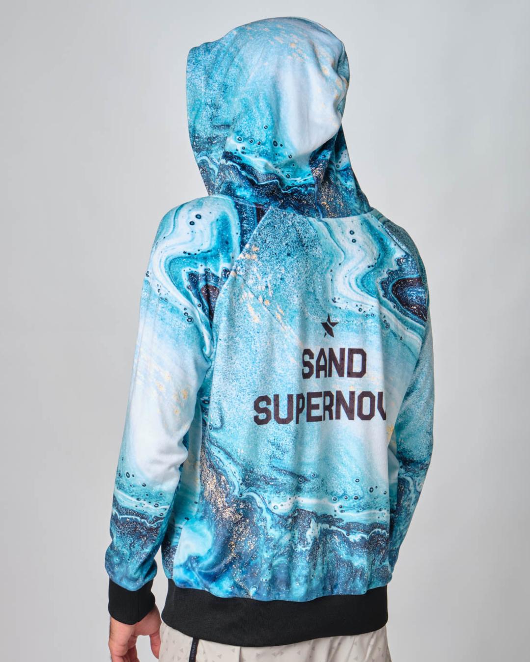 STAR unisex velvet hoodie - Premium plush fabric sweatshirt for a soft-touch beach lifestyle look.