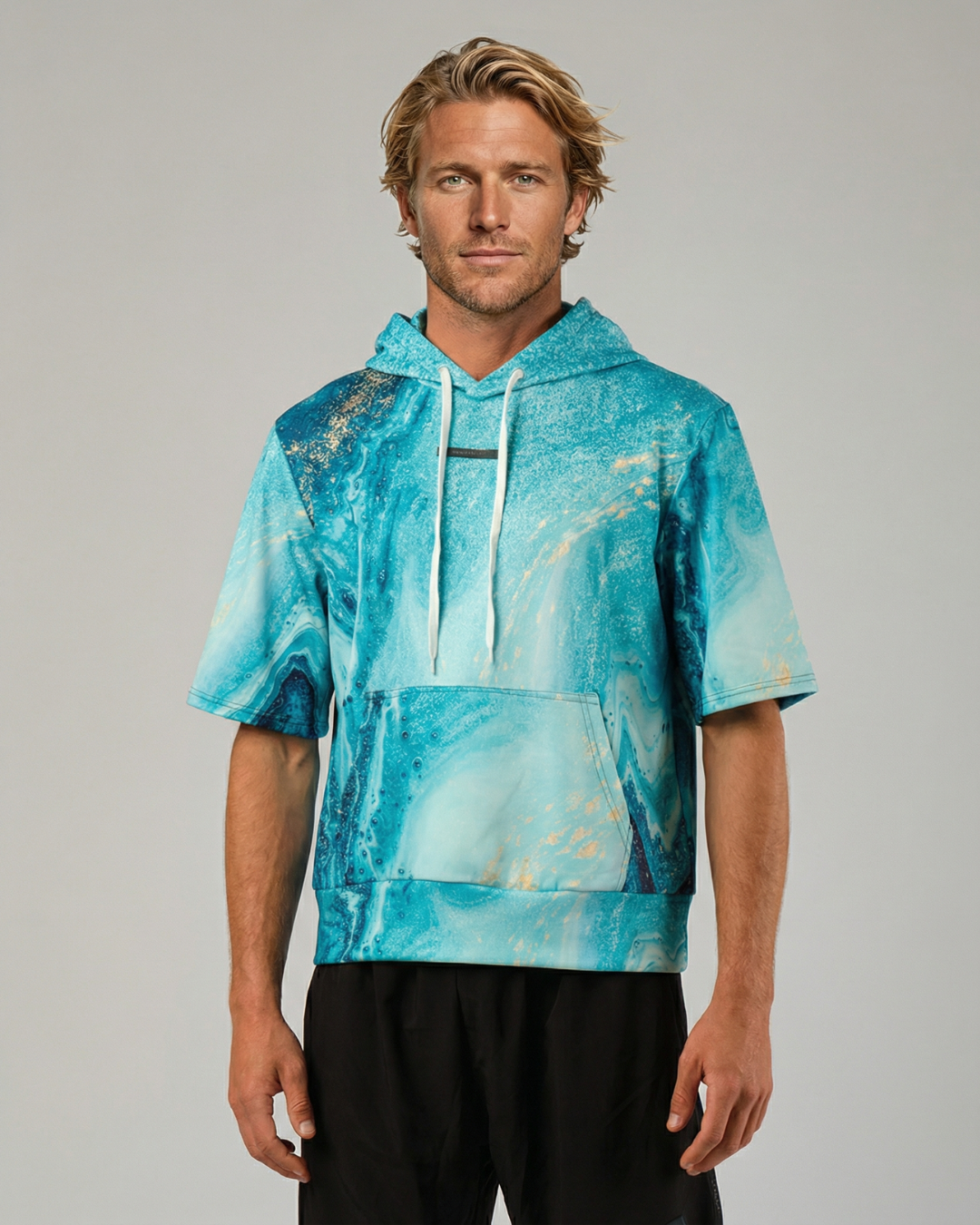 STAR Active short sleeve hoodie - Unisex performance training top for beach volleyball and outdoor sports.