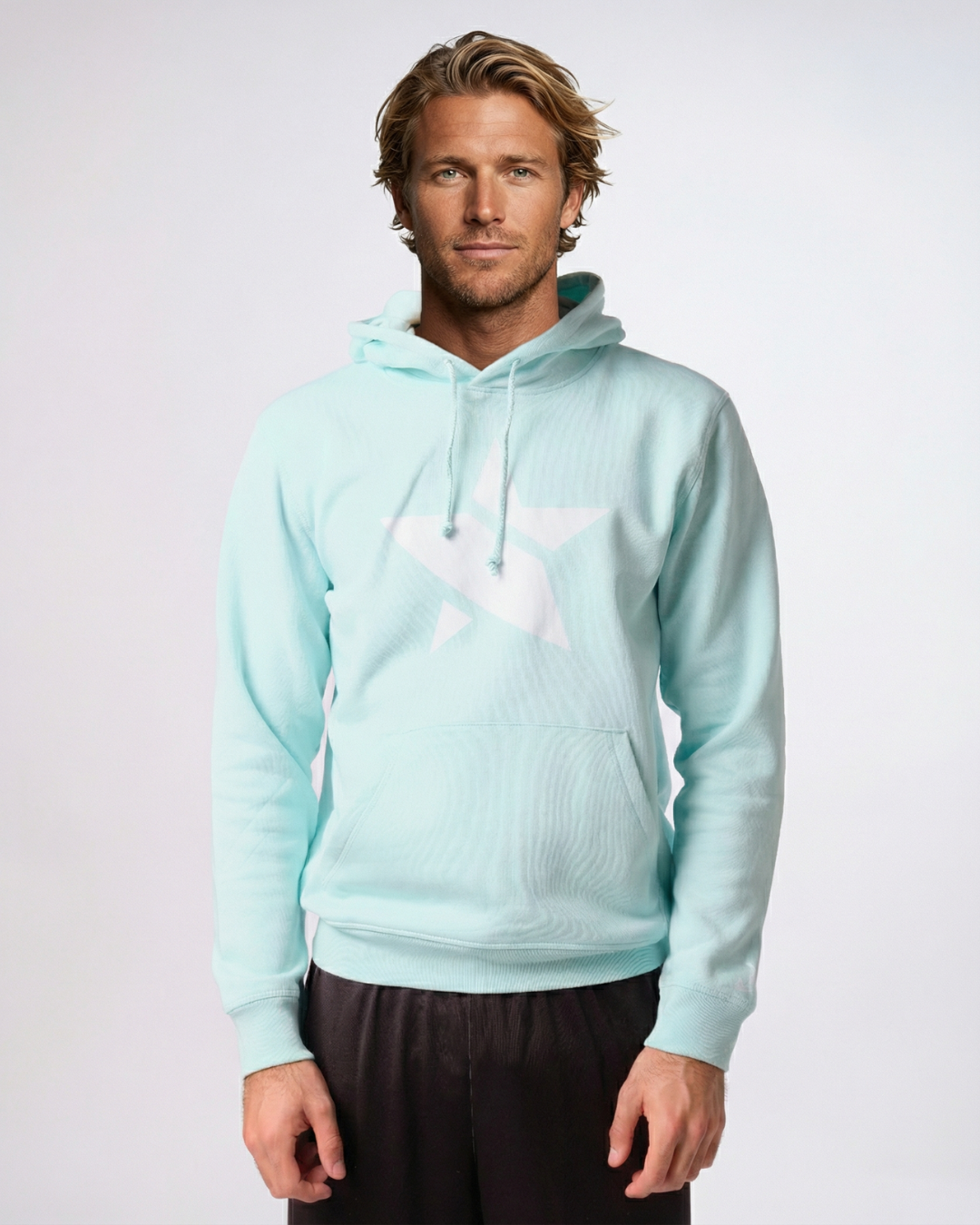 STAR Beachwear iconic logo hoodie in white organic cotton and recycled polyester, unisex premium fit