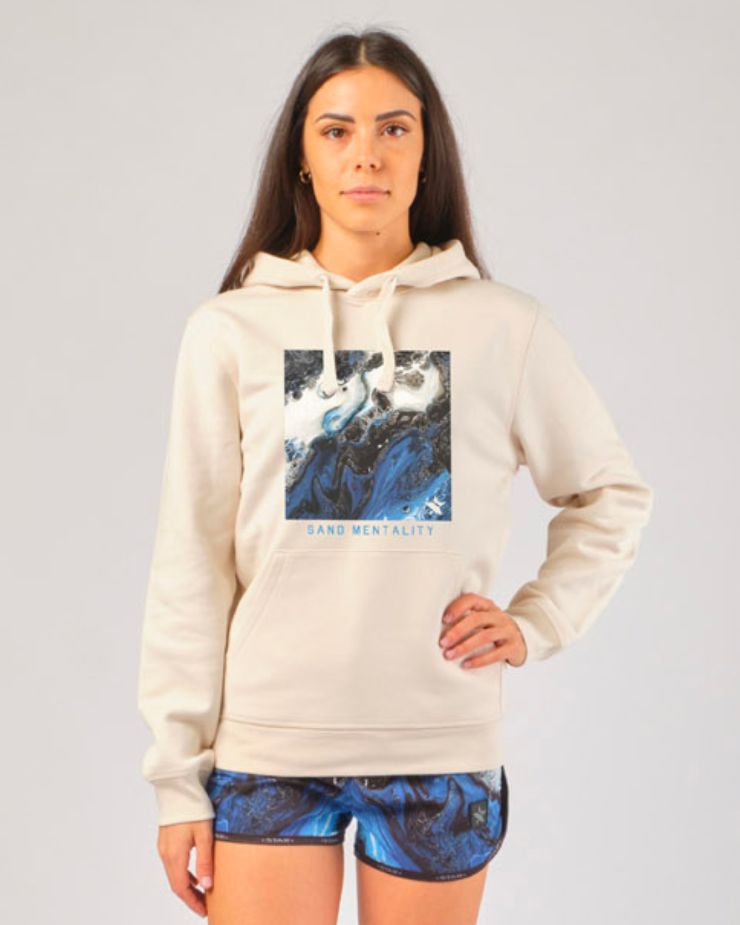 STAR Beachwear signature print unisex hoodie in organic recycled blend with kangaroo pocket.