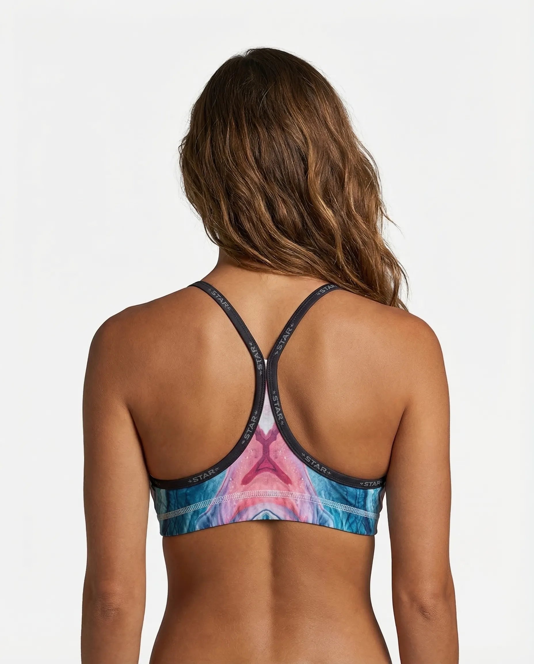 Back view of STAR Beachwear Astral Flow Sunspike minimalist beach volleyball bikini top