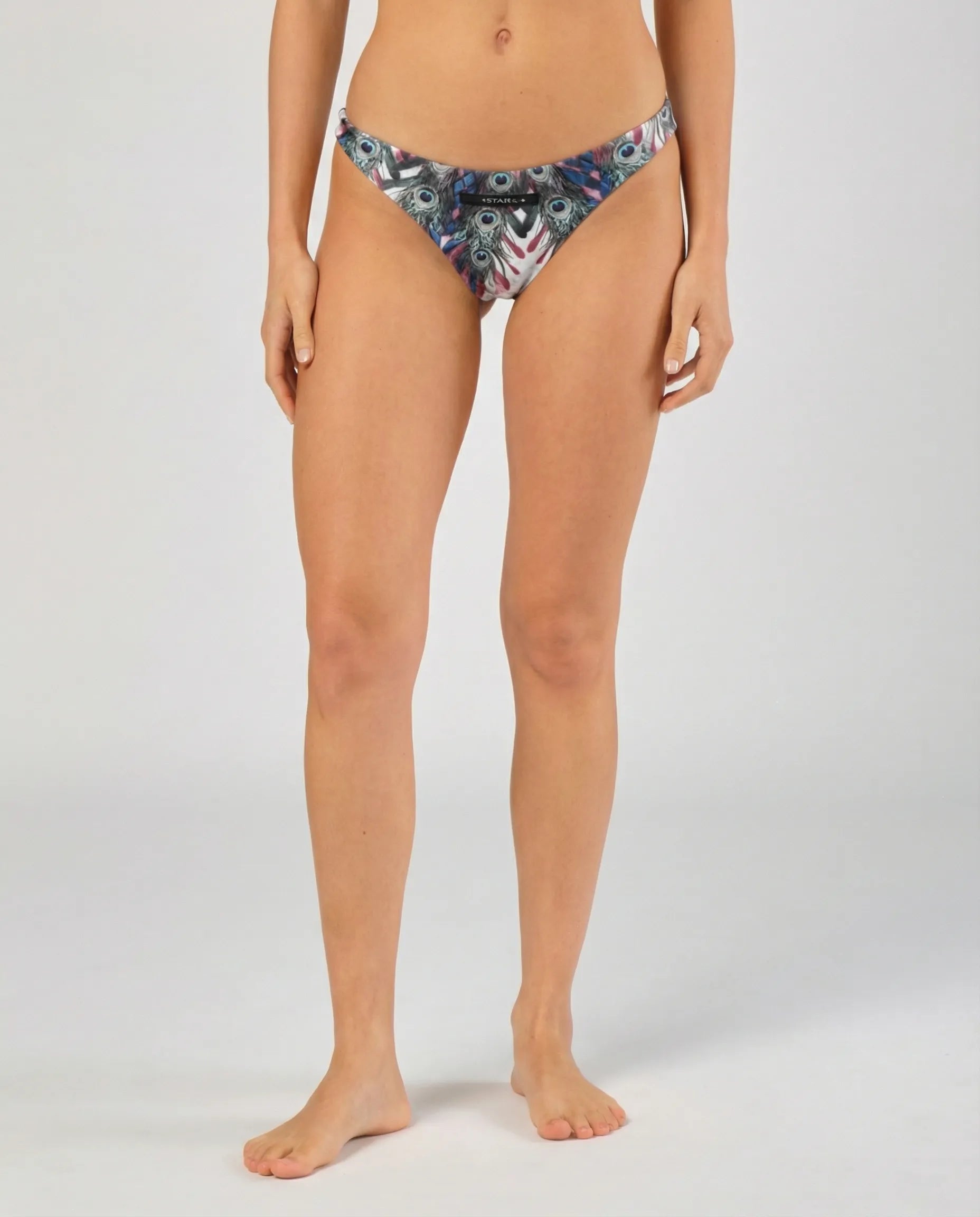 STAR Peacock Sunspike minimalist beach volleyball bikini bottom, minimal coverage athletic fit.
