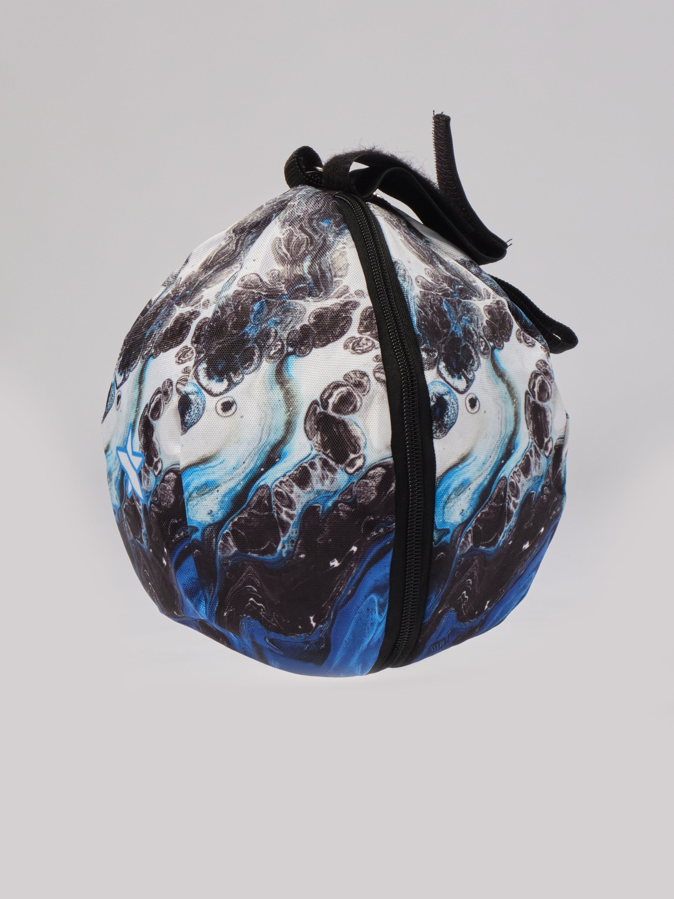 STAR Beach Volleyball Ball Bag with vibrant graphic print, featuring an integrated backpack hook and elastic handle