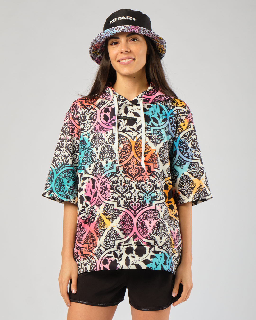 STAR Active short sleeve hoodie - Unisex performance training top for beach volleyball and outdoor sports.