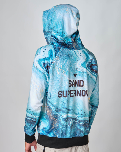 STAR unisex velvet hoodie - Premium plush fabric sweatshirt for a soft-touch beach lifestyle look.