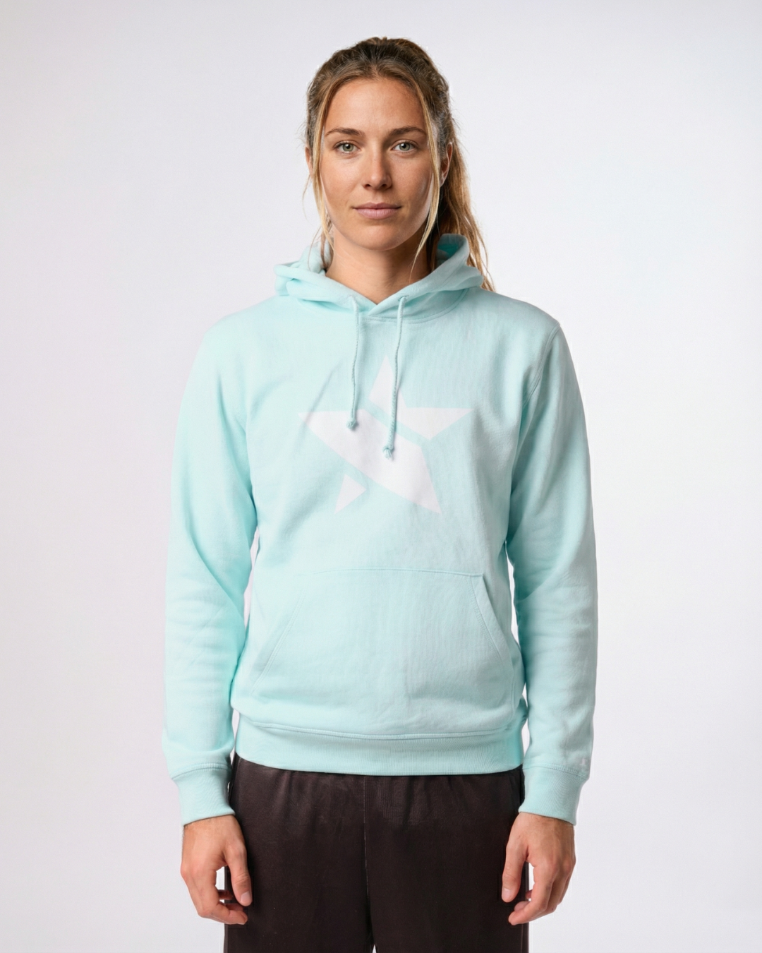 STAR Beachwear iconic logo hoodie in white organic cotton and recycled polyester, unisex premium fit