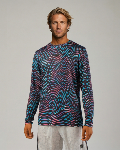 Athlete wearing STAR Beachwear Leo long sleeve beach volleyball top front view