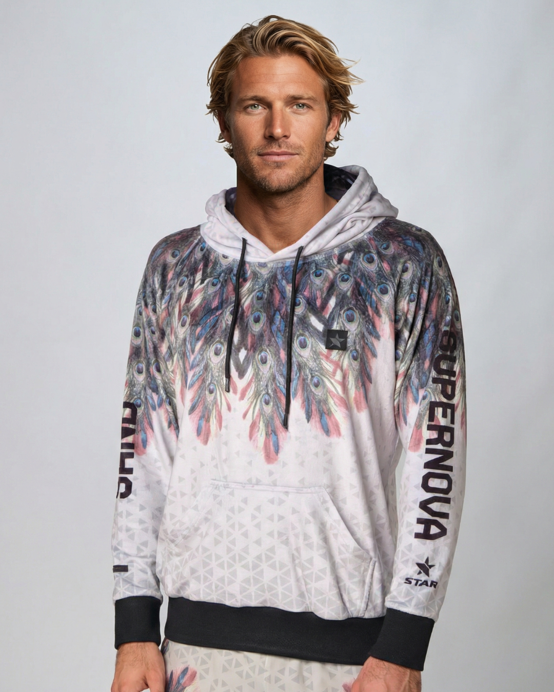 STAR unisex velvet hoodie - Premium plush fabric sweatshirt for a soft-touch beach lifestyle look.