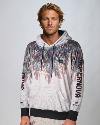 STAR unisex velvet hoodie - Premium plush fabric sweatshirt for a soft-touch beach lifestyle look.