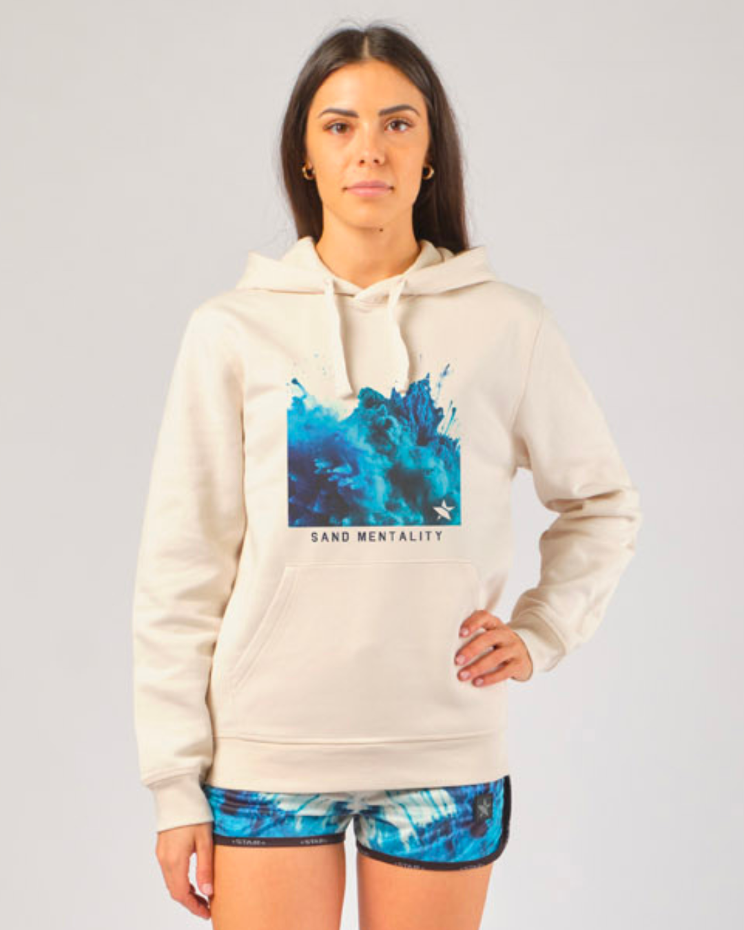 STAR Beachwear signature print unisex hoodie in organic recycled blend with kangaroo pocket.