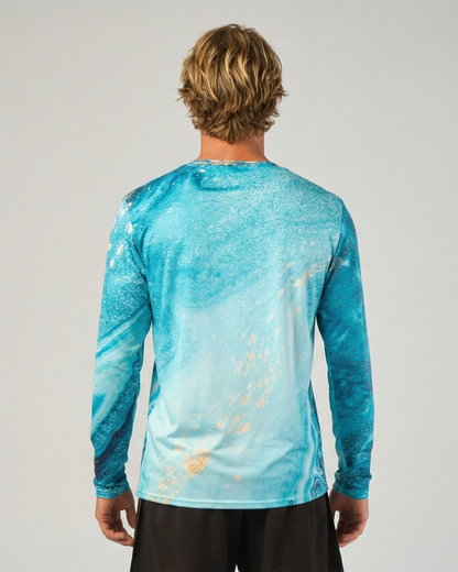 Athlete wearing STAR Beachwear Supernova long sleeve beach volleyball top back view