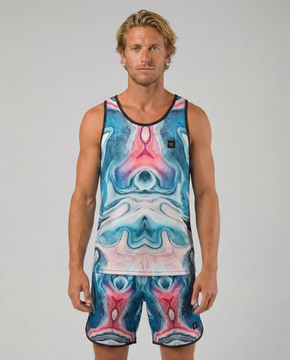 Front view of STAR Beachwear Astral Flow technical tank top for beach volleyball.