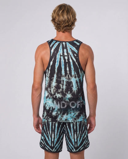 Back view of Cosmic Reef tank top showing the patented Sand Off system for elite beach athletes.