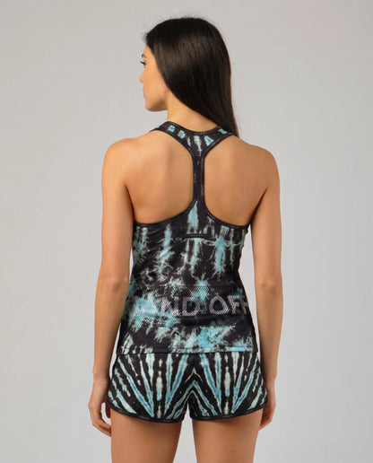 Back view of Cosmic Reef women's tank top featuring the patented Sand Off system for quick hand cleaning.