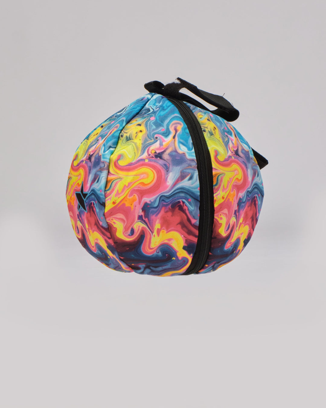 STAR Beach Volleyball Ball Bag with vibrant graphic print, featuring an integrated backpack hook and elastic handle
