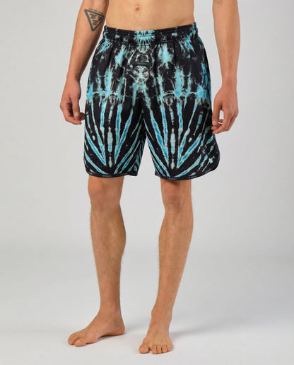 Front view of STAR Beachwear Cosmic Reef technical beach volleyball shorts